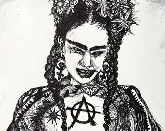 Frida Khalo Custom Illustration Print. Limited edition of 10.