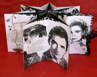 Black and White Stars Book, a hand-bound artist book of black and white movie stars, star book