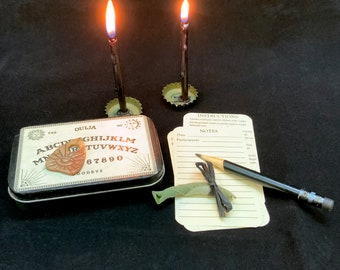 Miniature Ouija Board Kit, Pocket Spirit Talking Board, Psychic Message Device (Candy Tin)