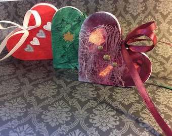 Keepsake Heart Book, an artist book with unique folded pages of poetry, romantic gift, Valentine's Day