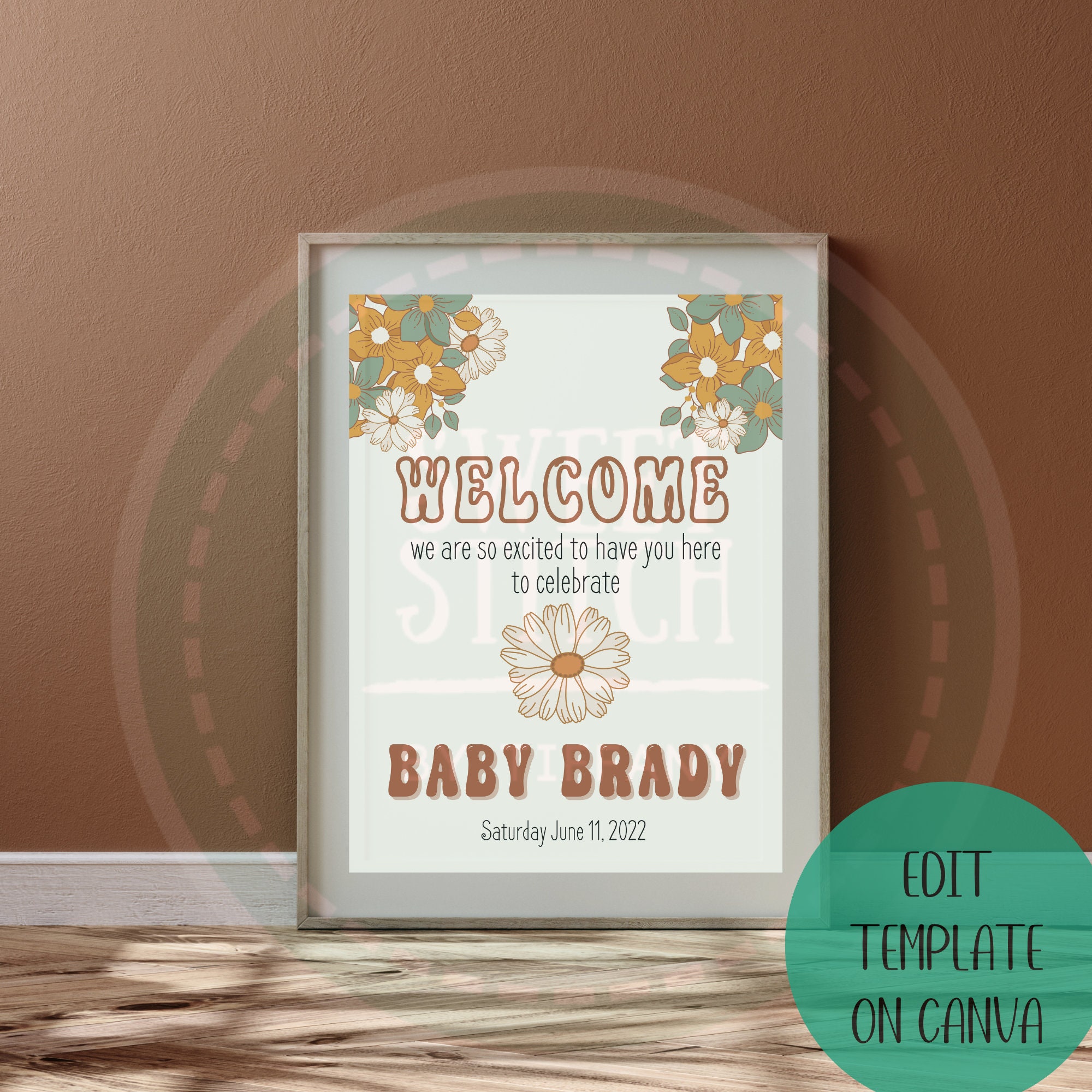 Groovy Baby Shower Sign 70s Vibe Groovy Baby Shower Flower