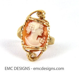 Fancy Cameo Ring in 14 Karat Gold Filled Wire