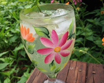Goblet - Summer Daisies Hand Painted
