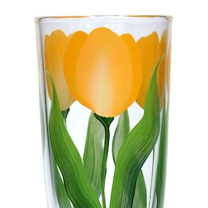 Tumbler - Yellow Tulips Hand Painted
