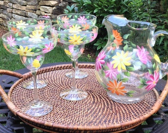 Margarita Entertaining Set - Summer Daisies (5-Piece) Hand Painted