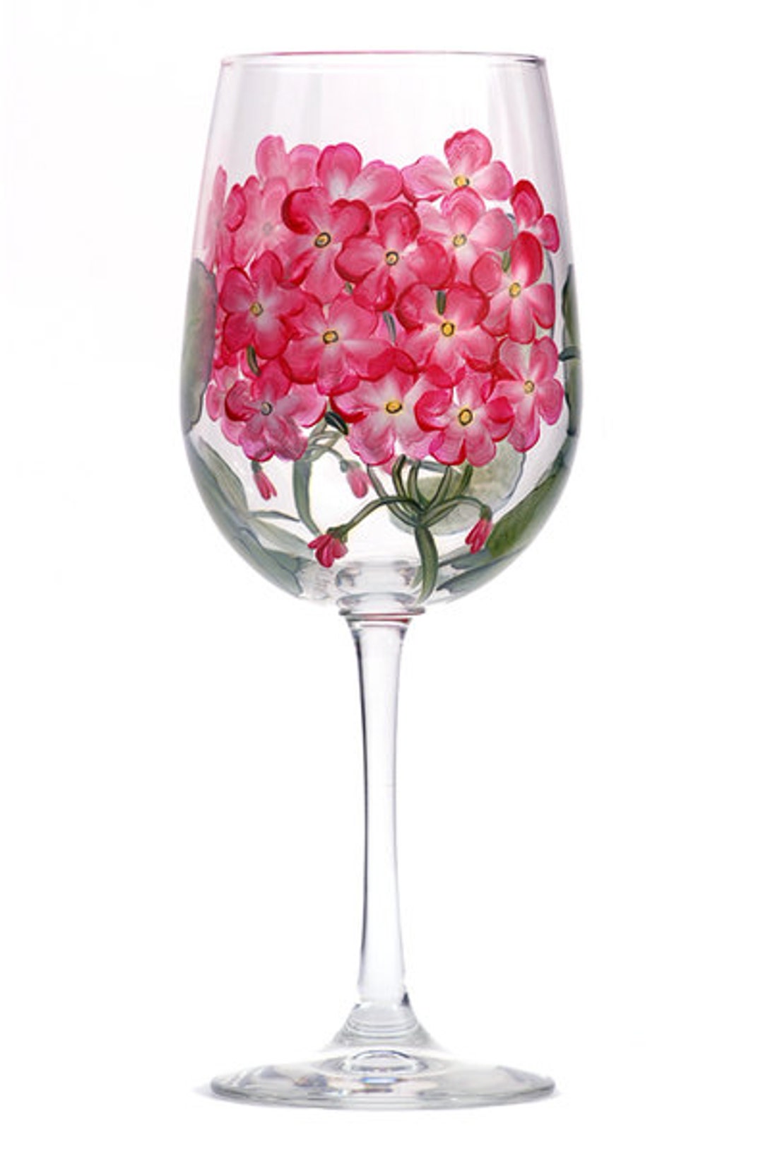 Wine Glass Red Geraniums Hand Painted Etsy