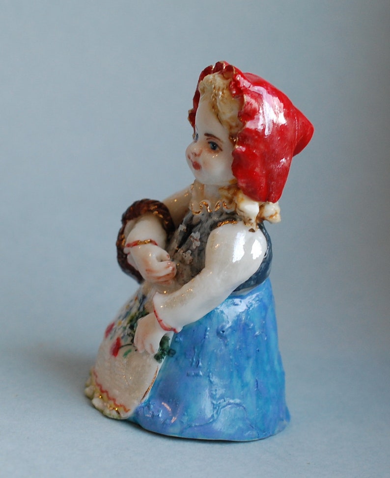 Red Riding Hood Porcelain figurine bell Christmas Tree Ornament Fairy tale character Little girl figurine Collectible bell Christmas gift