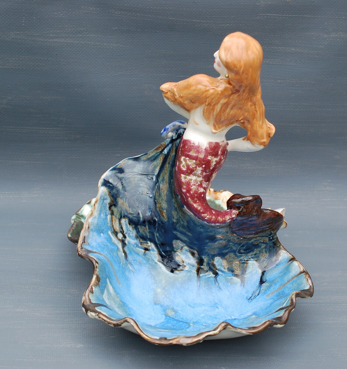 Ceramic sculpture Mermaid Decorative vase Porcelain Figurine Etsy