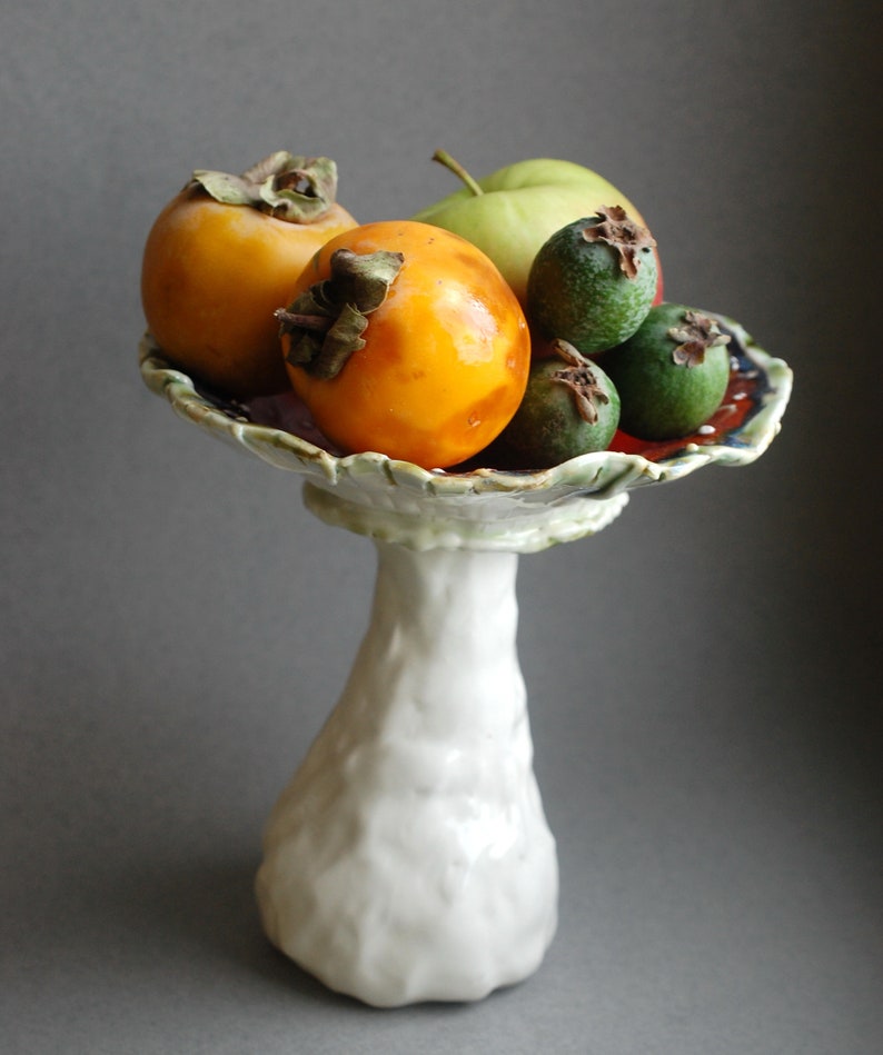 Mushroom vase Ceramic sculpture Red Amanita statuette Candy bowl Decorative vase figurine Alice in wonderland style Decorative Centerpiece