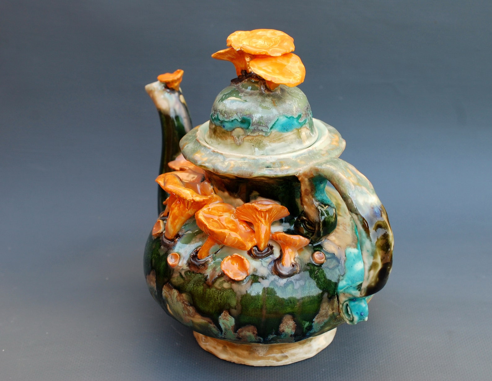 Large teapot Handmade unusual ceramic teapot Mushrooms Etsy