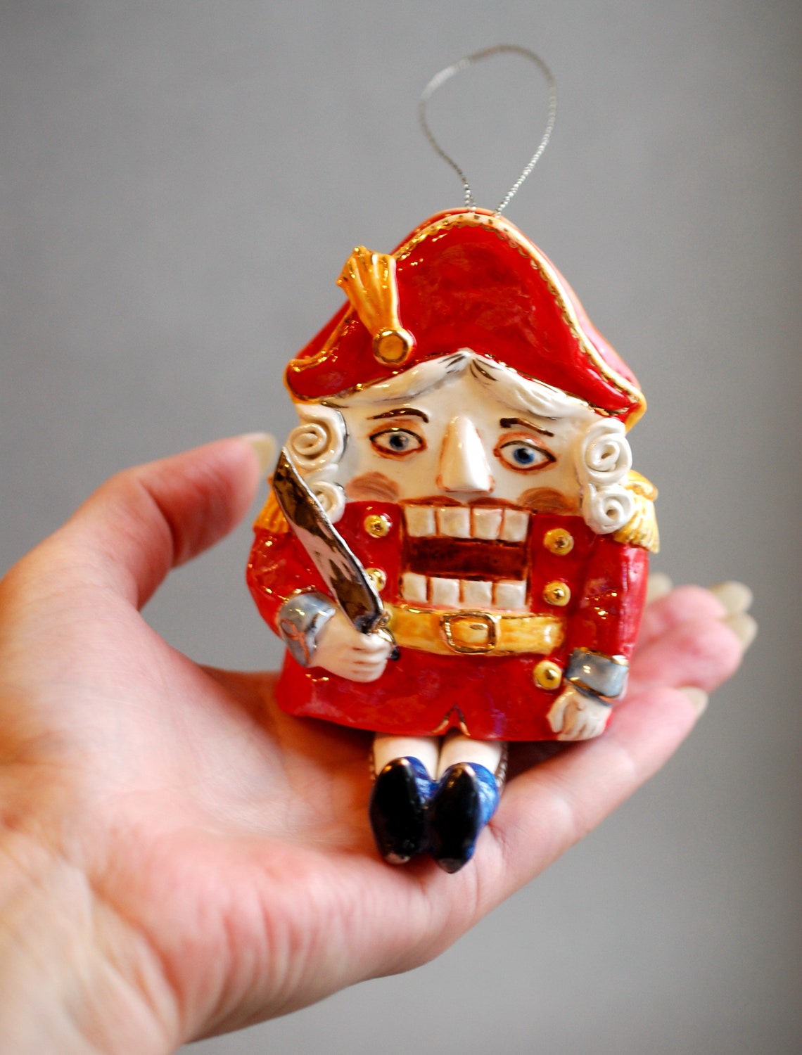 Nutcracker figurine Christmas Tree Ornament Handmade porcelain Etsy