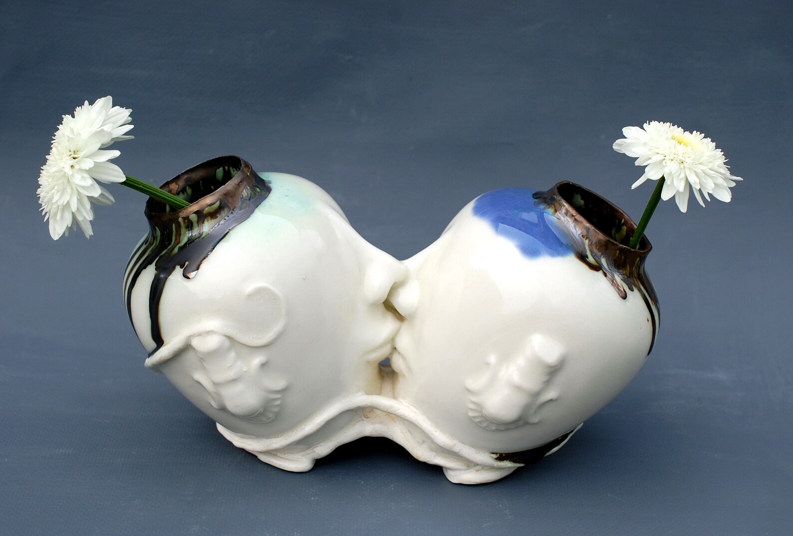 Double vase Kiss Ceramic Art Object Couple in love Porcelain Etsy