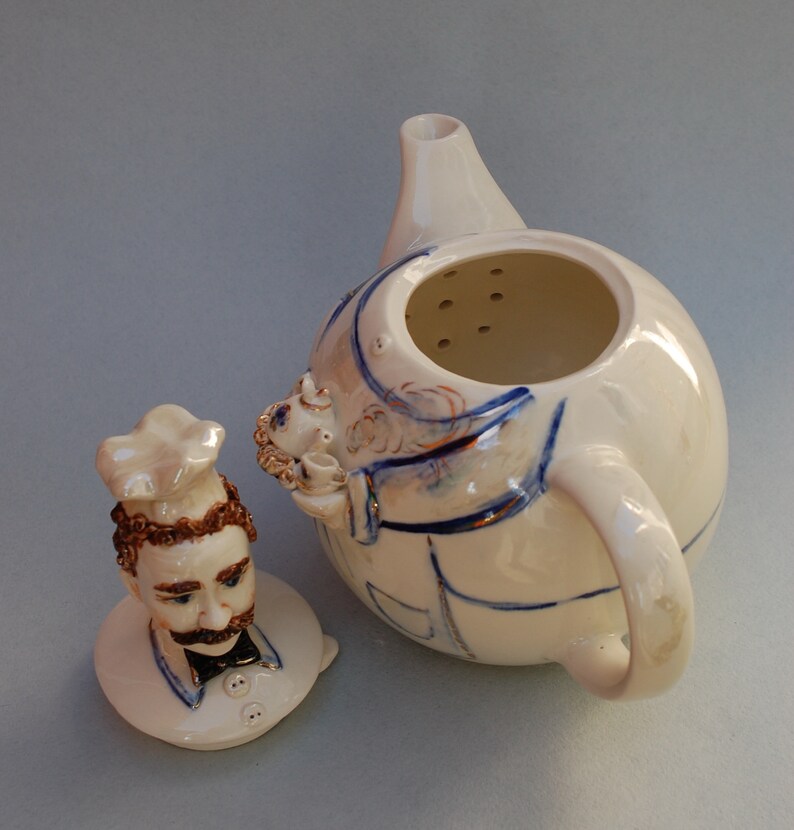 Unusual Porcelain teapot Chef figurine Sculpture Teapot Baker Etsy