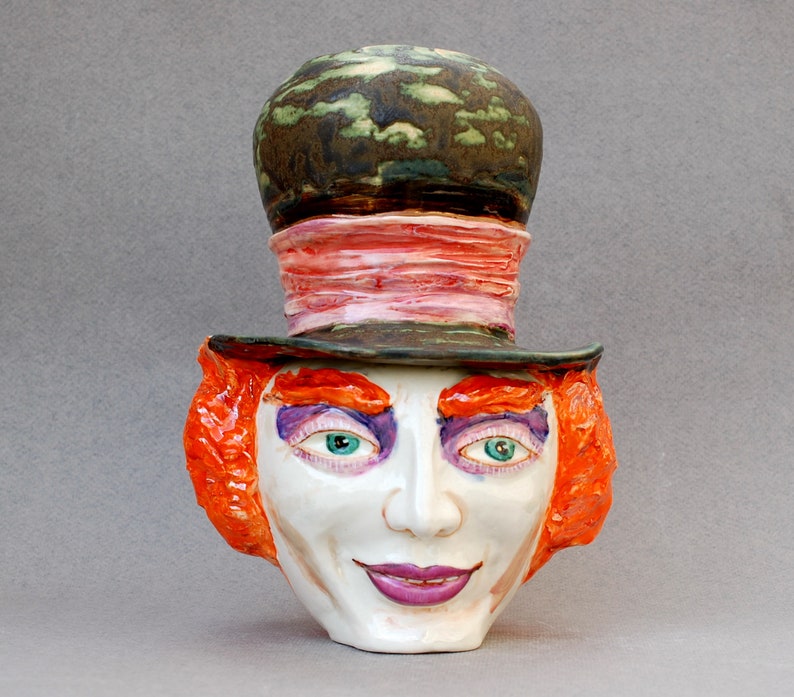 Head Vase Mad Hatter Sculpture vase Alice in Wonderland Etsy