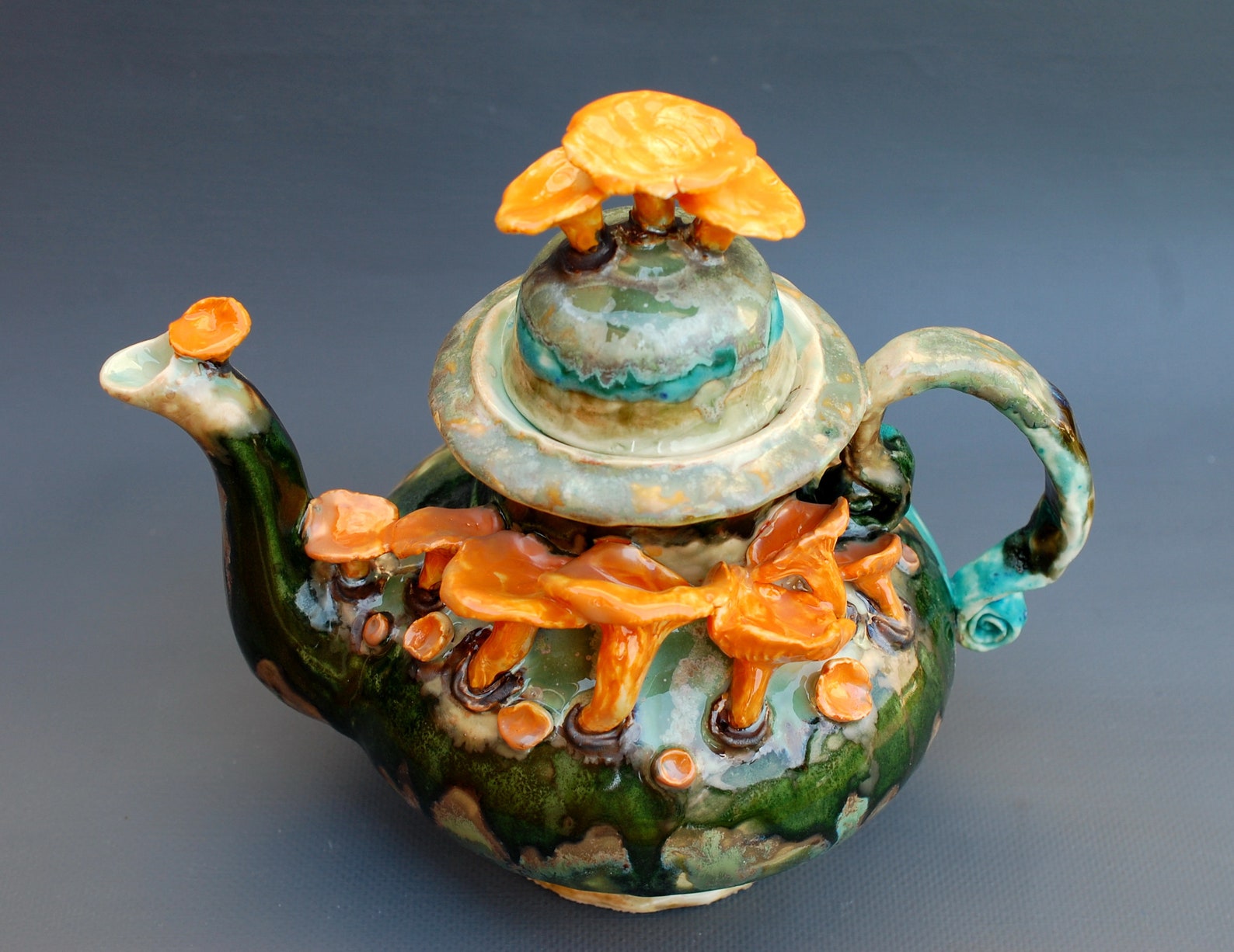 Large teapot Handmade unusual ceramic teapot Mushrooms Etsy