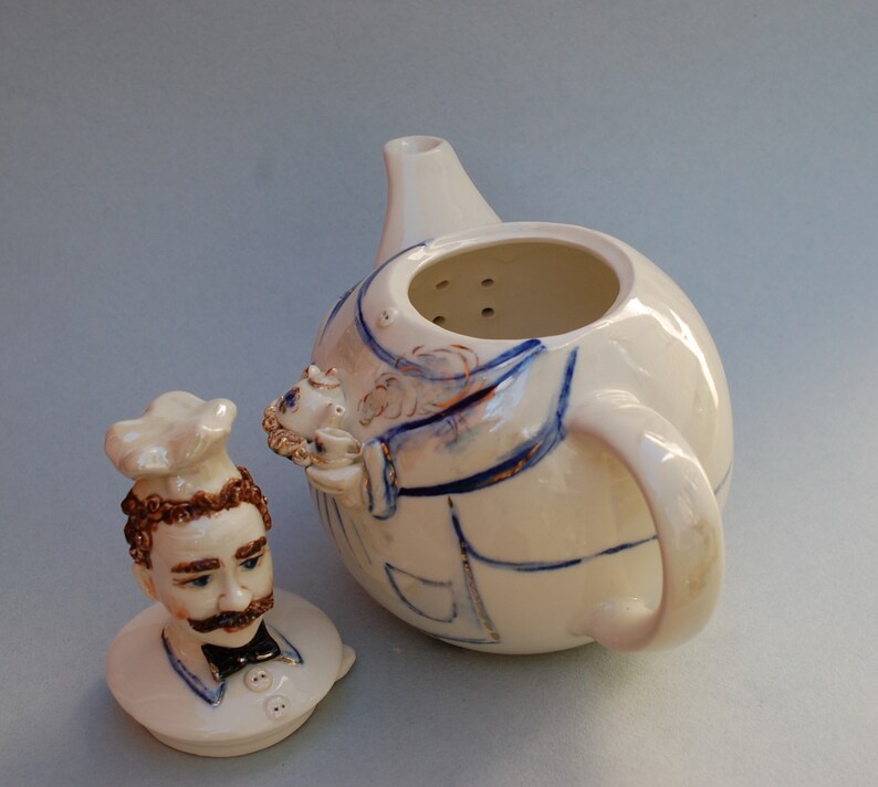 Unusual Porcelain Teapot Chef Figurine Sculpture Teapot Baker Etsy