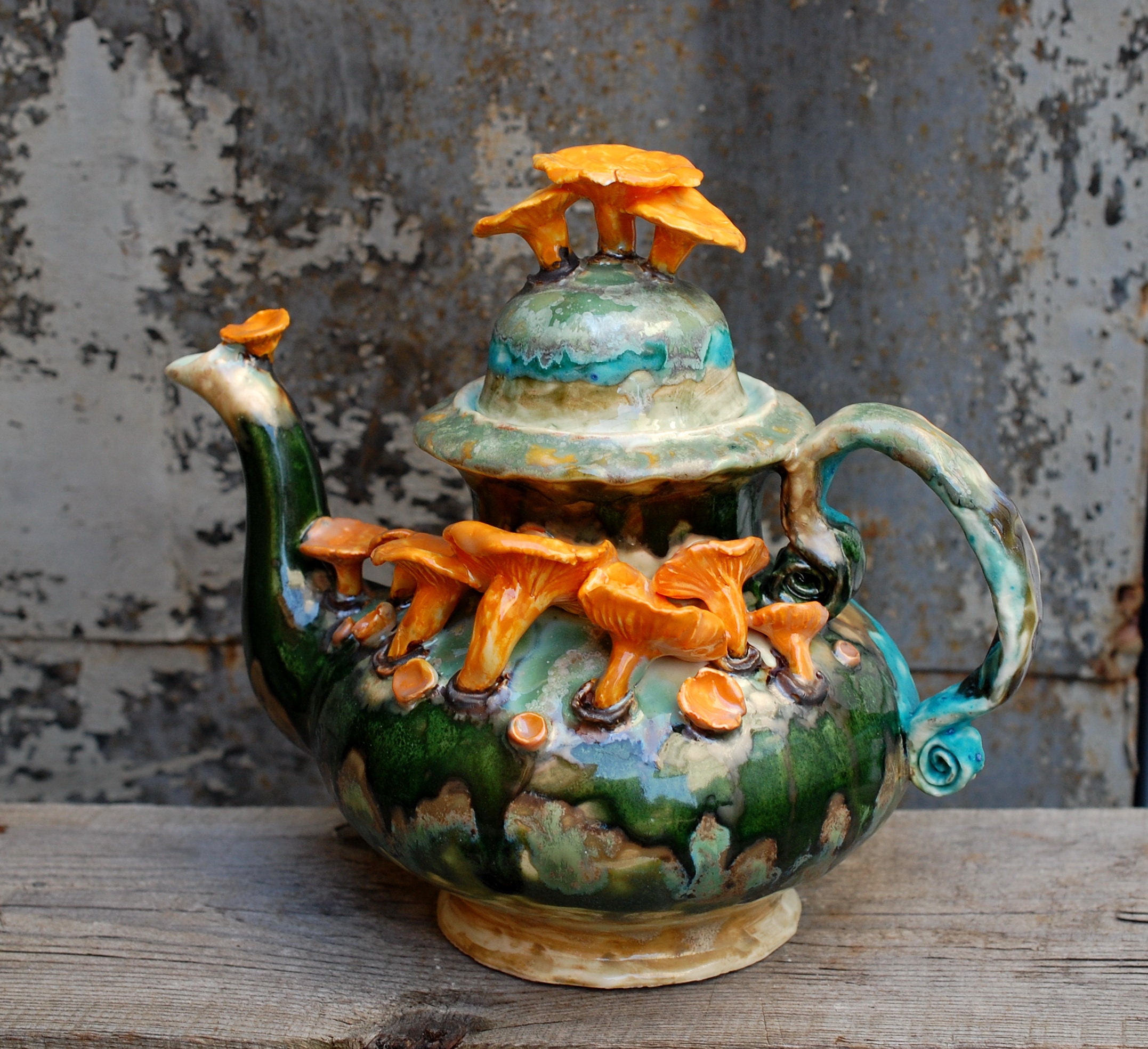Large teapot Handmade unusual ceramic teapot Mushrooms Etsy