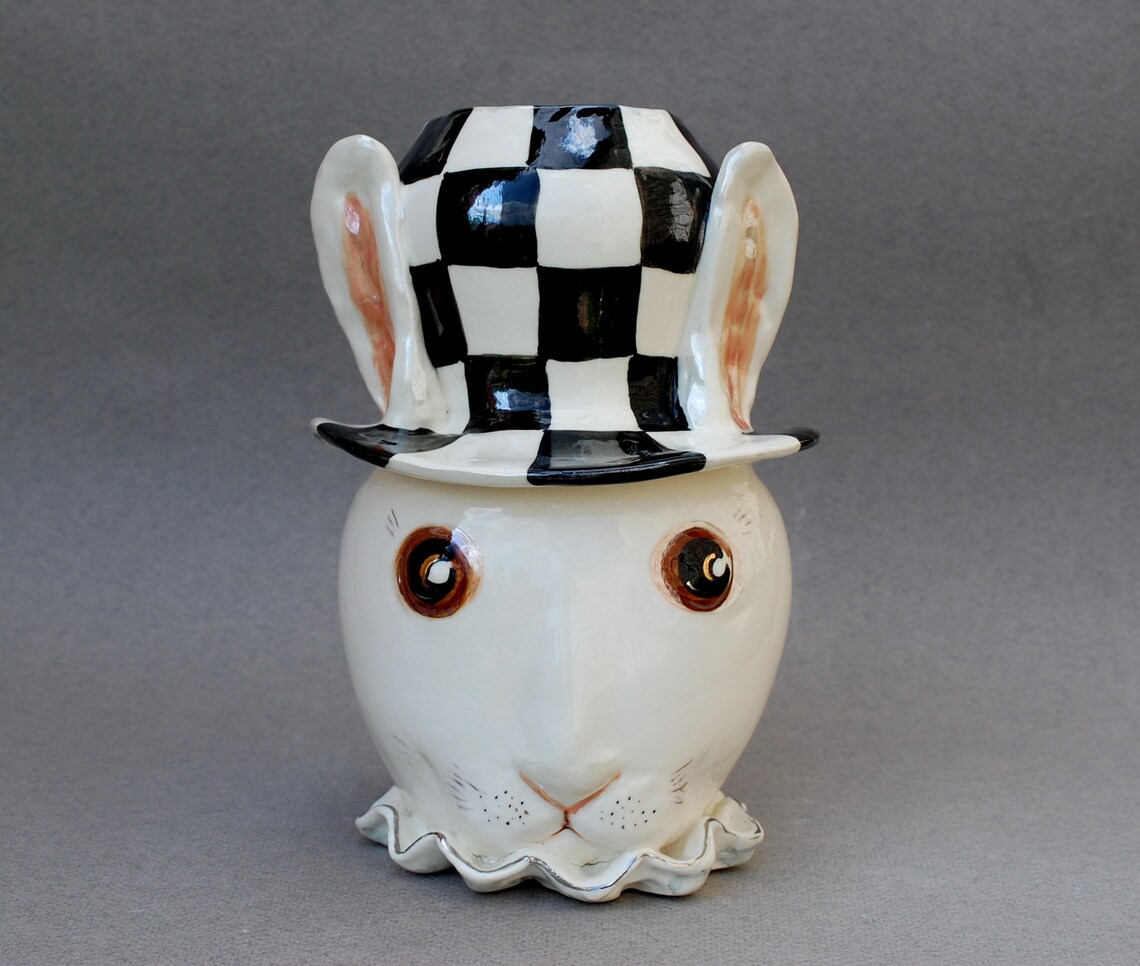 Porcelain vase Alice in Wonderland Ceramic figurine Rabbit Etsy