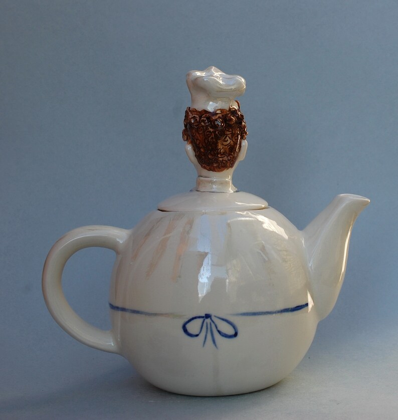 Unusual Porcelain teapot Chef figurine Sculpture Teapot Baker Etsy