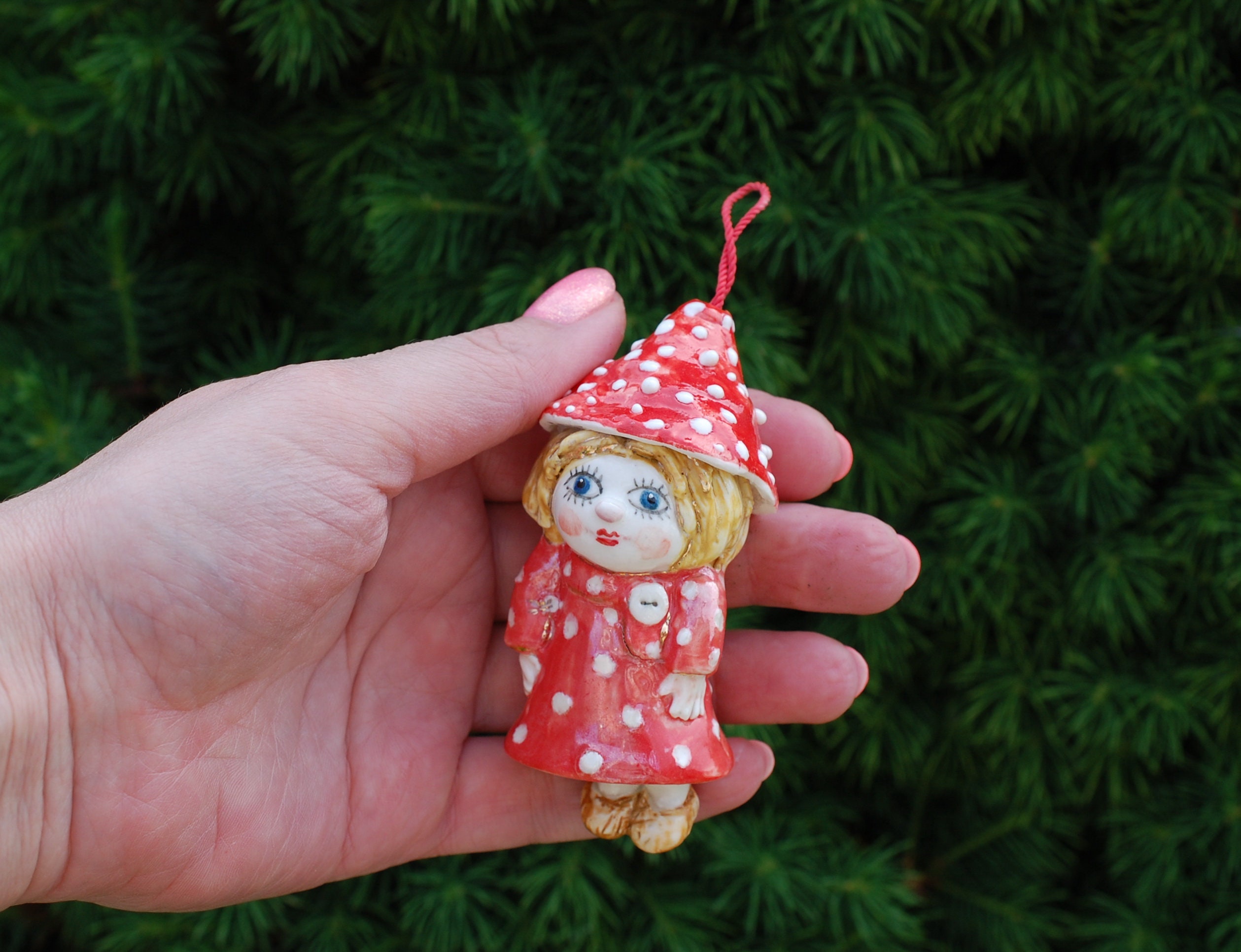 Mushroom gnome Cute handmade porcelain figurine Ceramic bell | Etsy