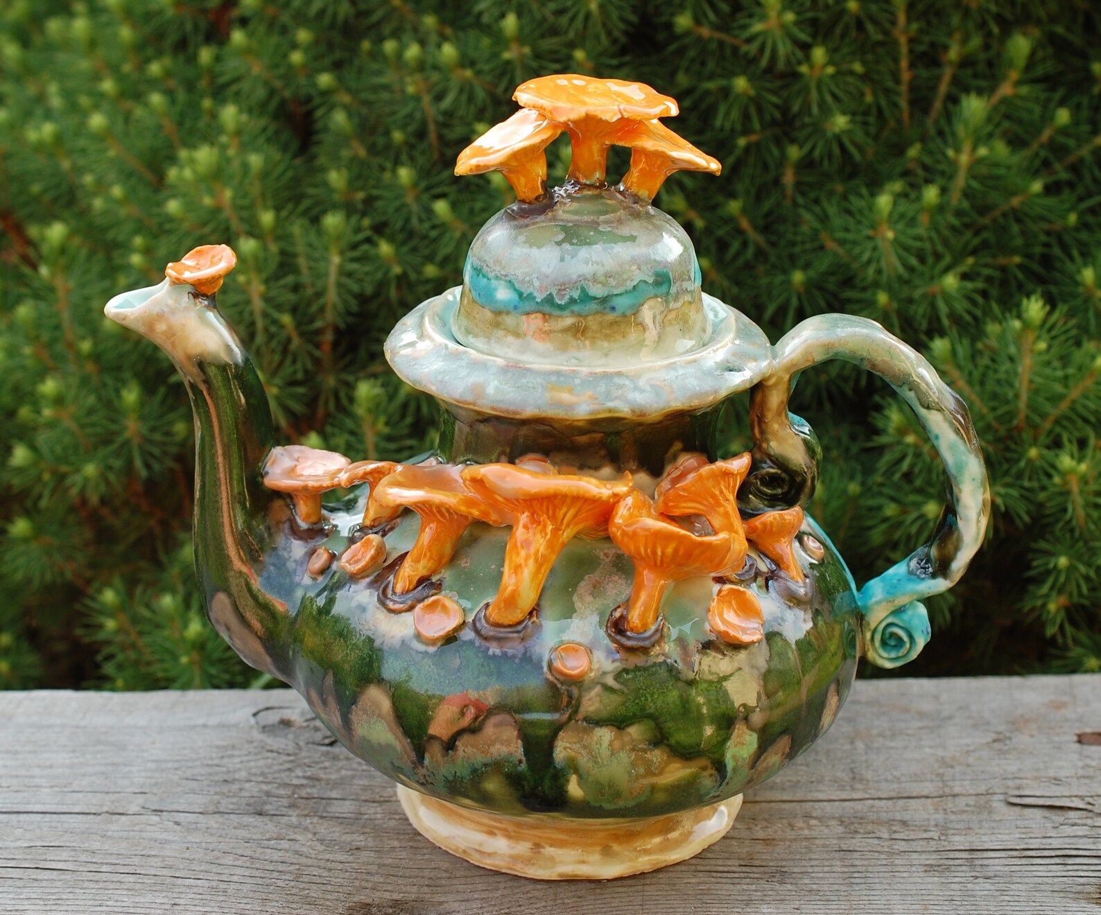 Large teapot Handmade unusual ceramic teapot Mushrooms Etsy