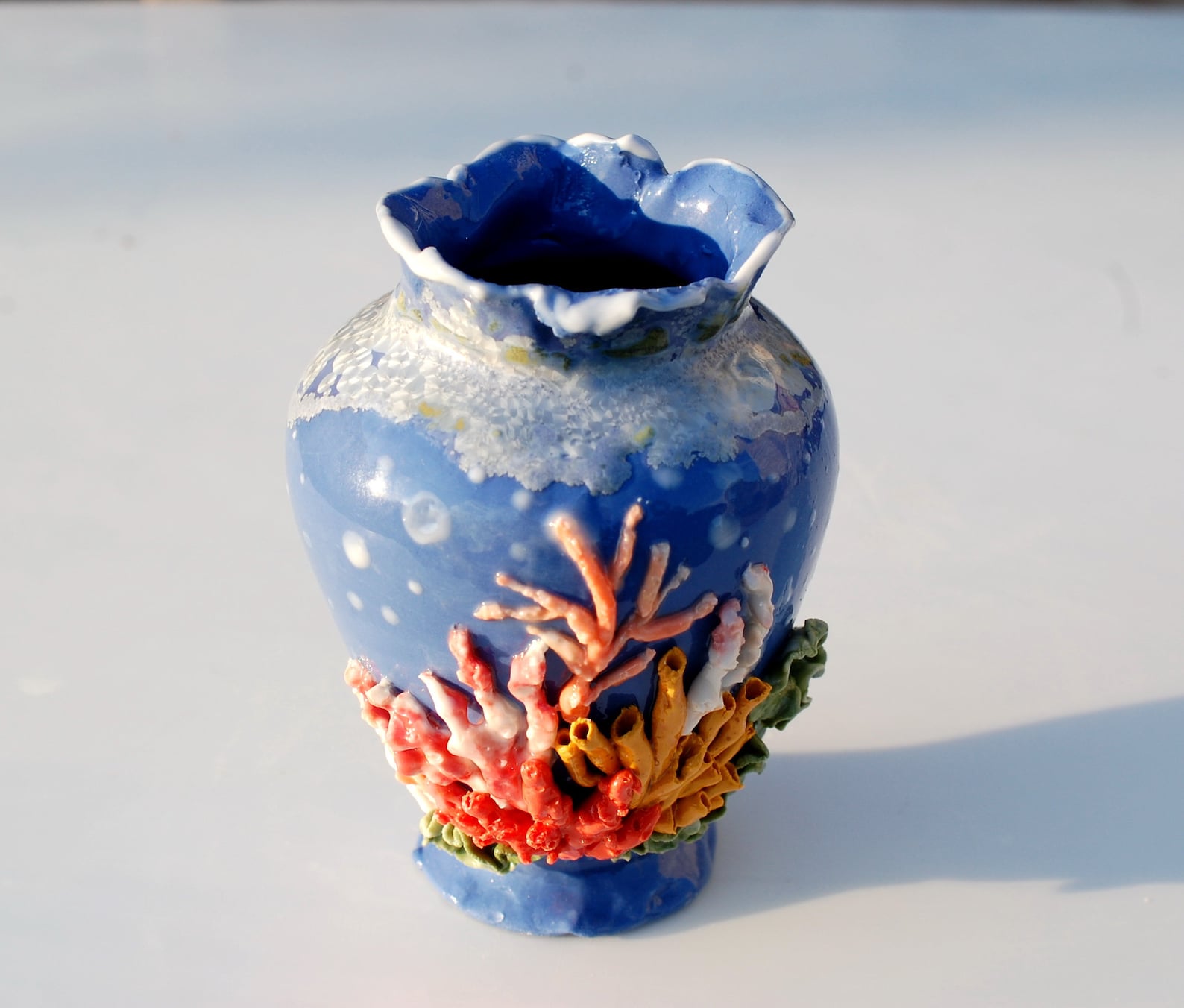 Sea vase Nautical Blue porcelain small vase Colorful corals Etsy