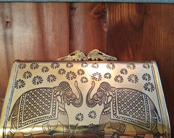 Elephants brass evening bag