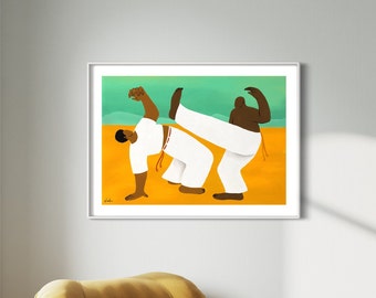 Capoeira Vintage art, Maximalist style, Nature print, Wall art trendy, Calming wall art, Popular wall art, Funky wall art, Beautiful art