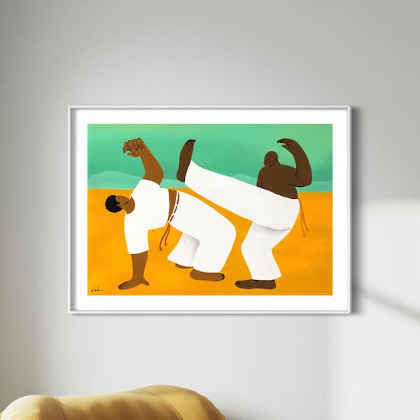 Lámina artística de capoeira, ilustración brasileña (descarga digital)