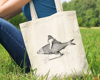 Dam på marknaden - Naturfärgad tygväska