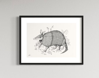 Armadillo print, Vintage art, Maximalist style, Printable art, Wall decor, Home decor, Office decor, Vintage, Animal art, Halloween monster