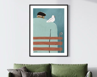 White Bird, Vintage art, Maximalist style, Nature print, Wall art trendy, Calming wall art, Popular wall art, Funky wall art, Beautiful art