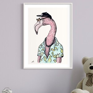 Flamingo print, Vintage art, Maximalist style, Printable art, Wall decor, Home decor, Office decor, Vintage poster, Animal art, Thanksgiving
