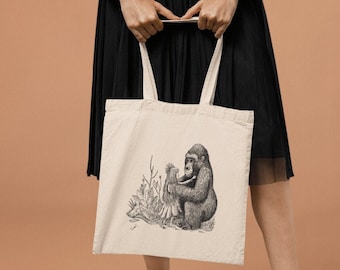 Gorilla and girl - Natural Tote Bag