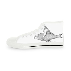 IllustrationHigh Top Sneakers, Wal, Geschenk, Modischer Schuh, Illustration, Tattoo, Gothic, Schwarz und Weiß, Modischer Schuh, Gothic Schuhe