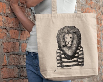 Hipster Lion - Natural Tote Bag