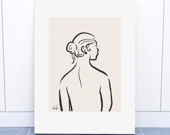 Lady Line Art Print, Minimalist Female Portrait (Digital Download)