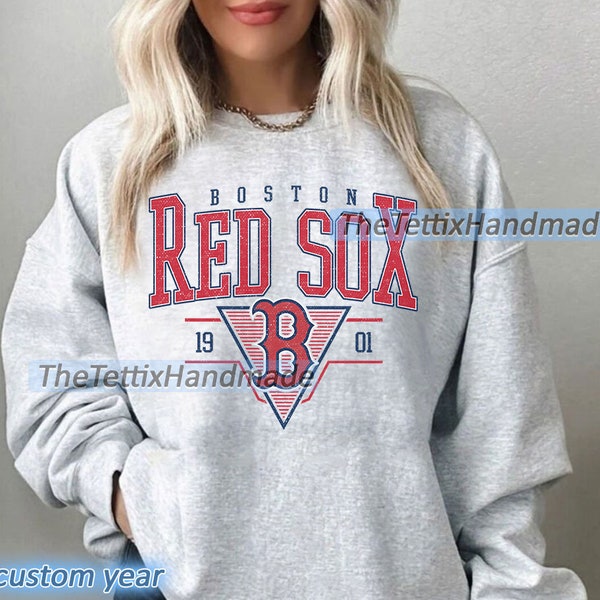 sweat-shirt vintage des Red Sox de Boston | Chemise de baseball Boston | Sweat-shirt Boston EST 1901 | chemise vintage pour fans de baseball