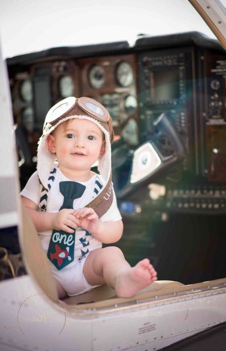 Baby Aviator Hat Toddler pilot hat bomber hat childs aviator with goggles personalized child's hat baby photo prop 1st birthday photos image 9