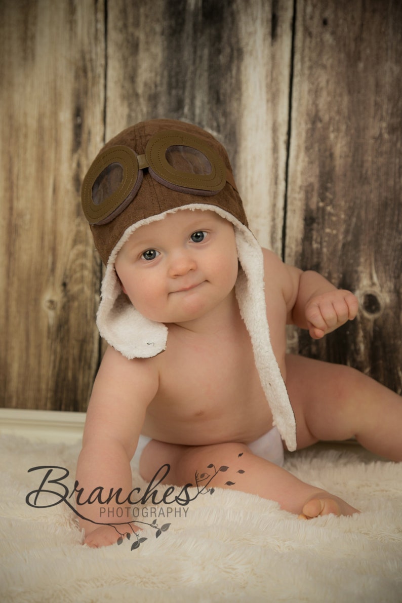 Baby Aviator Hat Toddler pilot hat bomber hat childs aviator with goggles personalized child's hat baby photo prop 1st birthday photos image 7