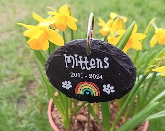 Pet Memorial Garden Rustic  Slate and Hook / Rainbow Pet loss / Memorial Plaque / Loss of Dog / Pet Bereavement Gift