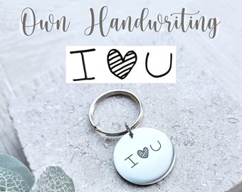 Mother's day gift - Handwriting Keyring - Handwritten Key Ring / Mum gift / Signature Necklace / Kid's Writing