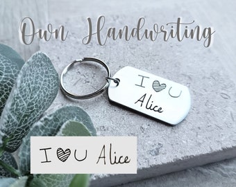 Mother's day gift - Handwriting Keyring - Handwritten Dogtag / Dad gift / Signature Necklace / Dad's Writing