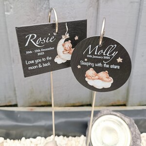 Teddy Bear Memorial Garden Slate and Hook / Memorial Plaque / Loss of Baby / Stillbirth Bereavement Gift / Garden Memorial image 3