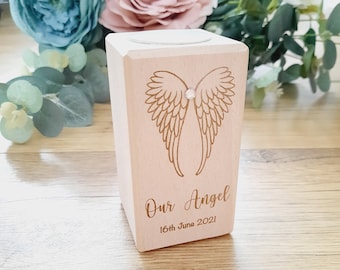 Memorial Candle - Personalised / Miscarriage / Stillbirth / Babyloss / Loved One / Angel Wings