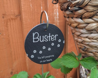 Pet Memorial Garden Slate and Hook / Pet loss / Circle Memorial Plaque / Loss of Dog / Pet Bereavement Gift / Garden Memorial