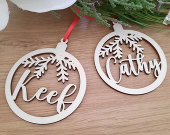 Wooden Christmas Tree Bauble - Personalised / Hanging tree decoration