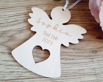 Wooden Christmas ANGEL / Babyloss / Bereavement / Remembrance / Loss of Mum / Personalised Angel