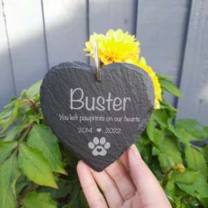 Memorial Garden PET Heart Slate and Hook / Pet Loss / Loss of Dog / Memorial Plaque / Bereavement Gift / Garden Memorial