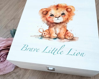 Boîte à souvenirs | courageux petit lion | Nouveau bébé | Boîte à souvenirs / Perte de bébé